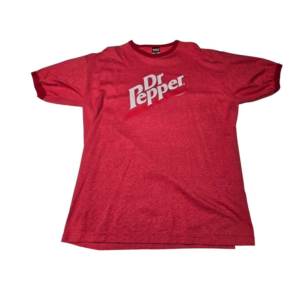 Vintage Dr Pepper‎ Logo Ringer Tee Graphic Soda Shirt Retro Style Men's XL Y2K